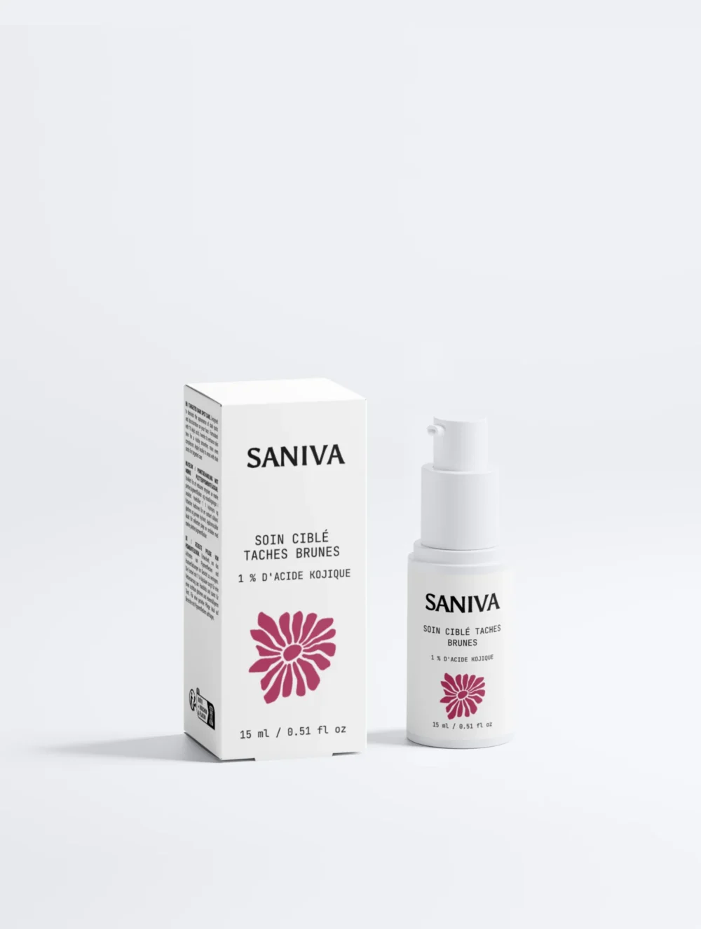 Soin ciblé taches brunes Saniva, Soin Ciblé Taches à l'acide kojique 1 %, flacon pompe 15 ml